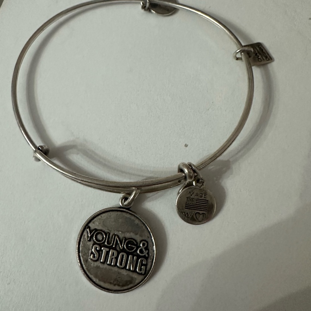 Alex and Ani young & strong Silver Bangle Bracelet with Charms